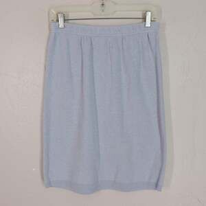 Vtg American Knit Works Skirt Women M Light Blue Cotton Stretch
